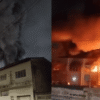 Incêndio de grandes proporções atinge galpão em Guarulhos; veja imagens